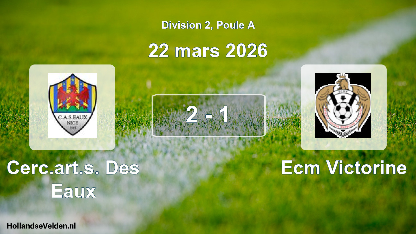 Match joué: Cerc.art.s. Des Eaux - Ecm Victorine 2 - 1 (22 mars 2026)