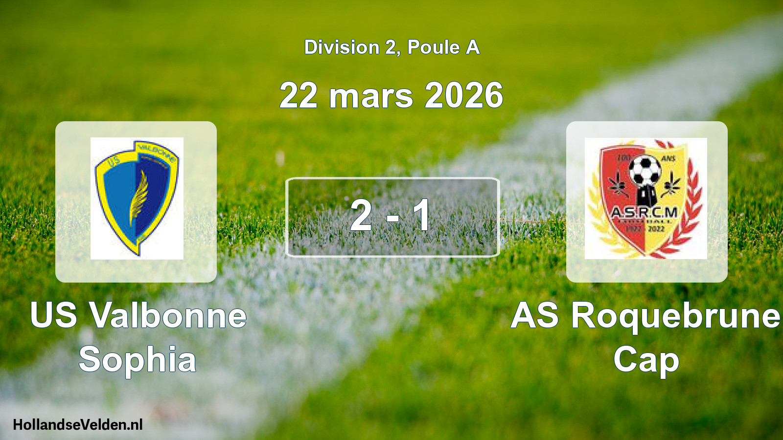 Match joué: US Valbonne Sophia - AS Roquebrune Cap 2 - 1 (22 mars 2026)