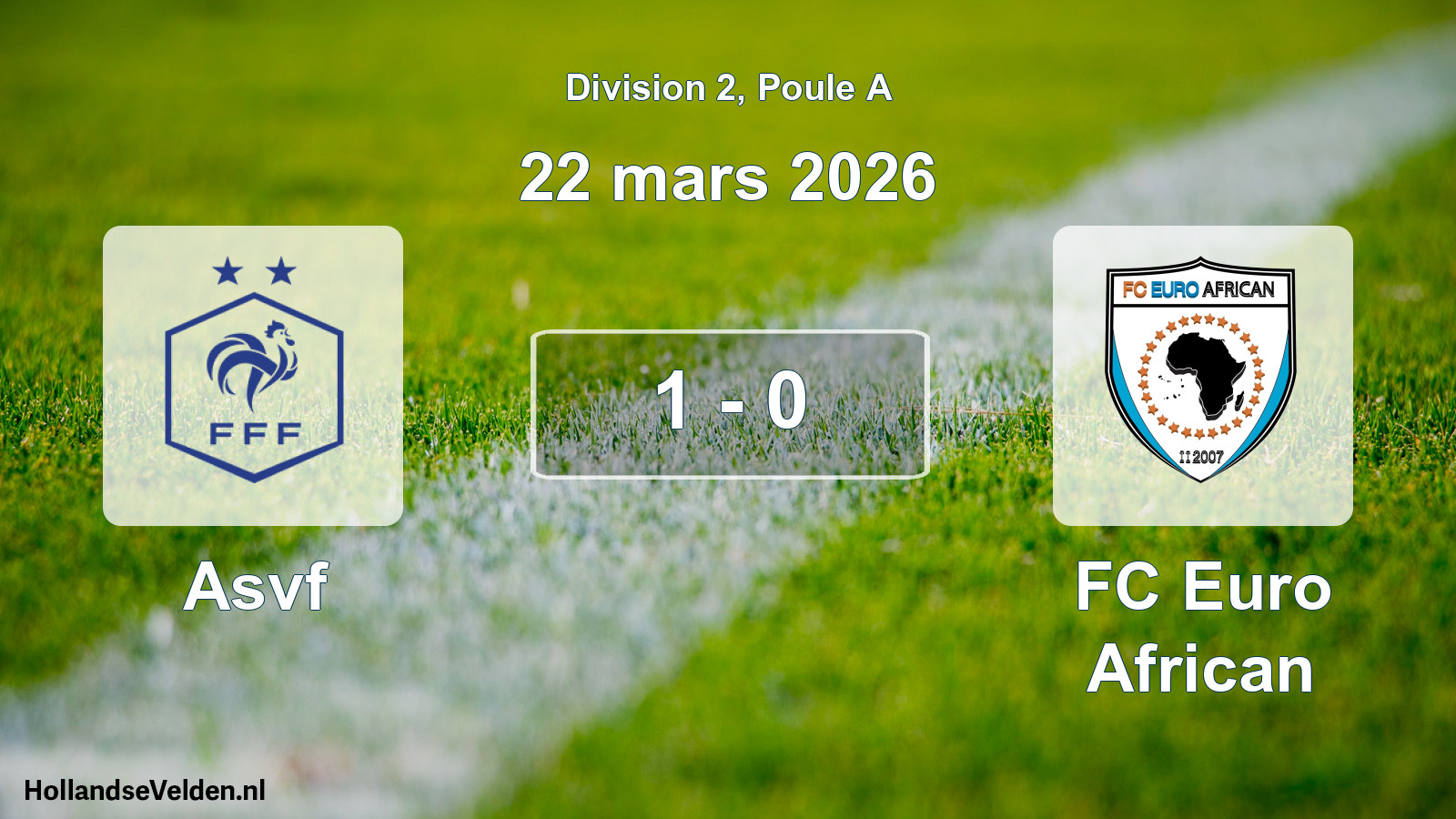 Total number of matches played: Asvf - FC Euro African 1 - 0 (22 March 2026)