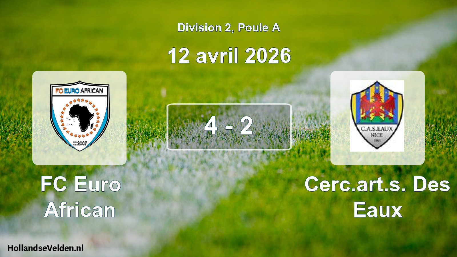 Total number of matches played: FC Euro African - Cerc.art.s. Des Eaux 4 - 2 (12 April 2026)