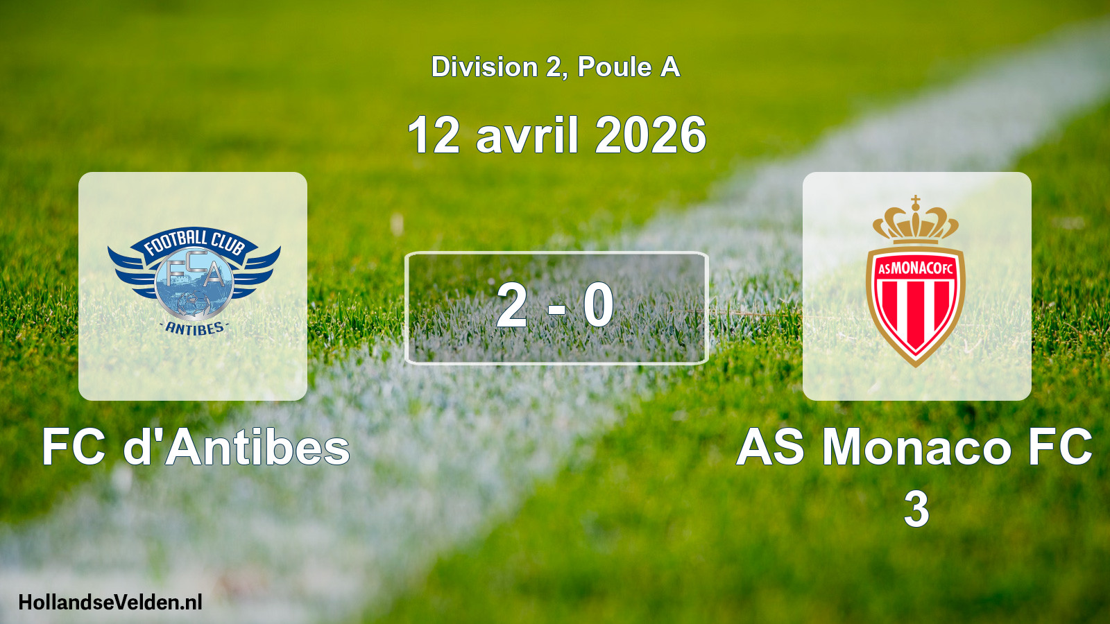 Match joué: FC d'Antibes - AS Monaco FC 3 2 - 0 (12 avril 2026)