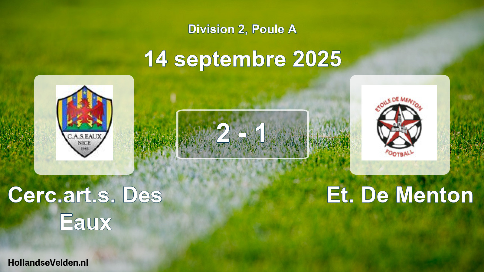 Match joué: Cerc.art.s. Des Eaux - Et. De Menton 2 - 1 (14 septembre 2025)