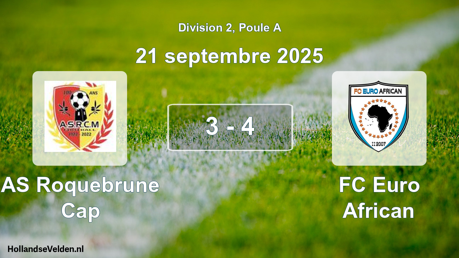 Match joué: AS Roquebrune Cap - FC Euro African 3 - 4 (21 septembre 2025)