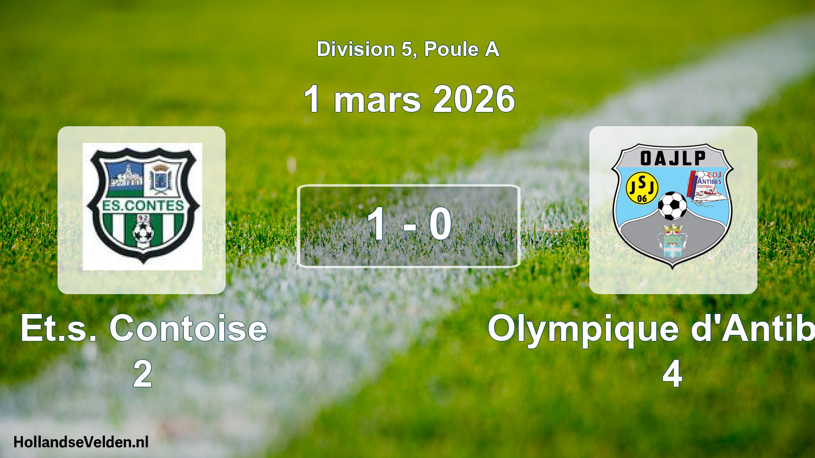 Match joué: Et.s. Contoise 2 - Olympique d'Antibes 4 1 - 0 (1 mars 2026)