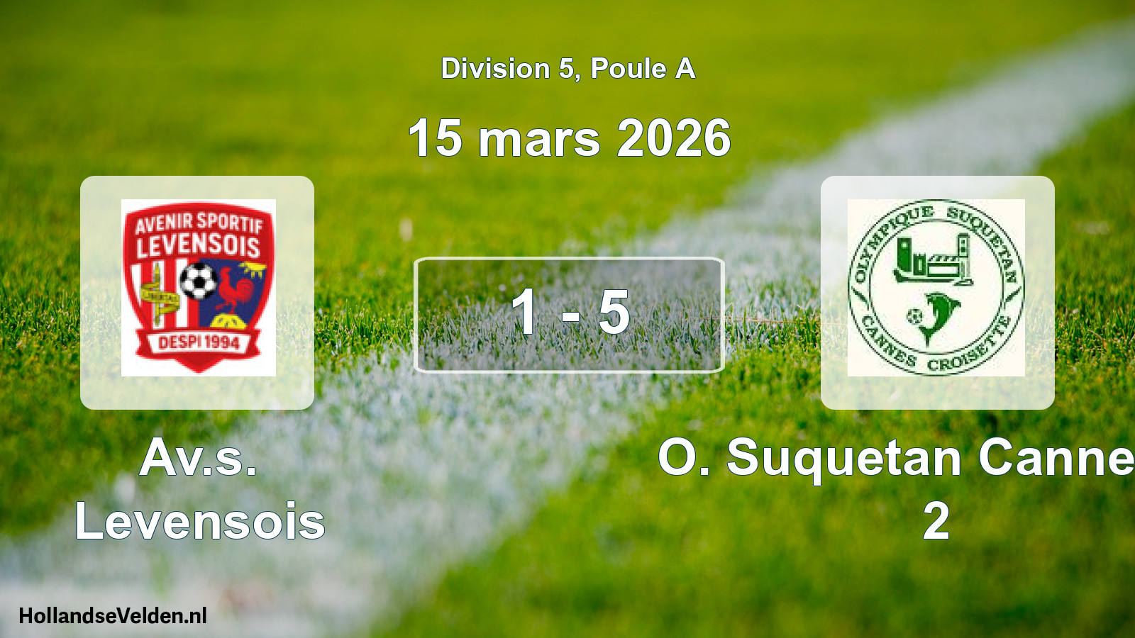 Match joué: Av.s. Levensois - O. Suquetan Cannes C 2 1 - 5 (15 mars 2026)