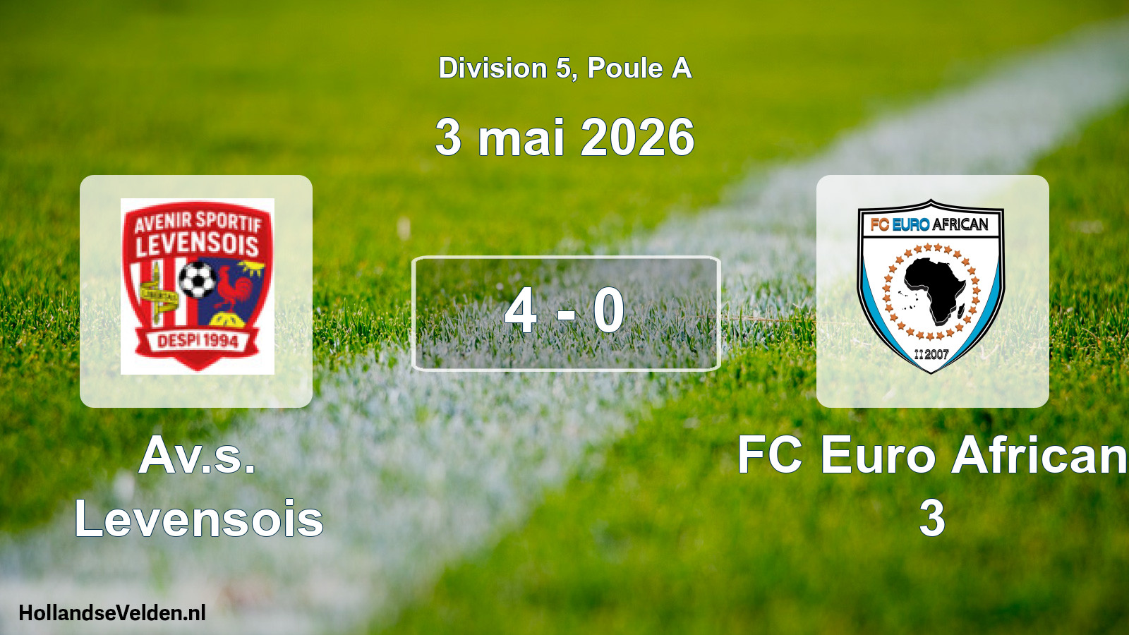 Match joué: Av.s. Levensois - FC Euro African 3 4 - 0 (3 mai 2026)