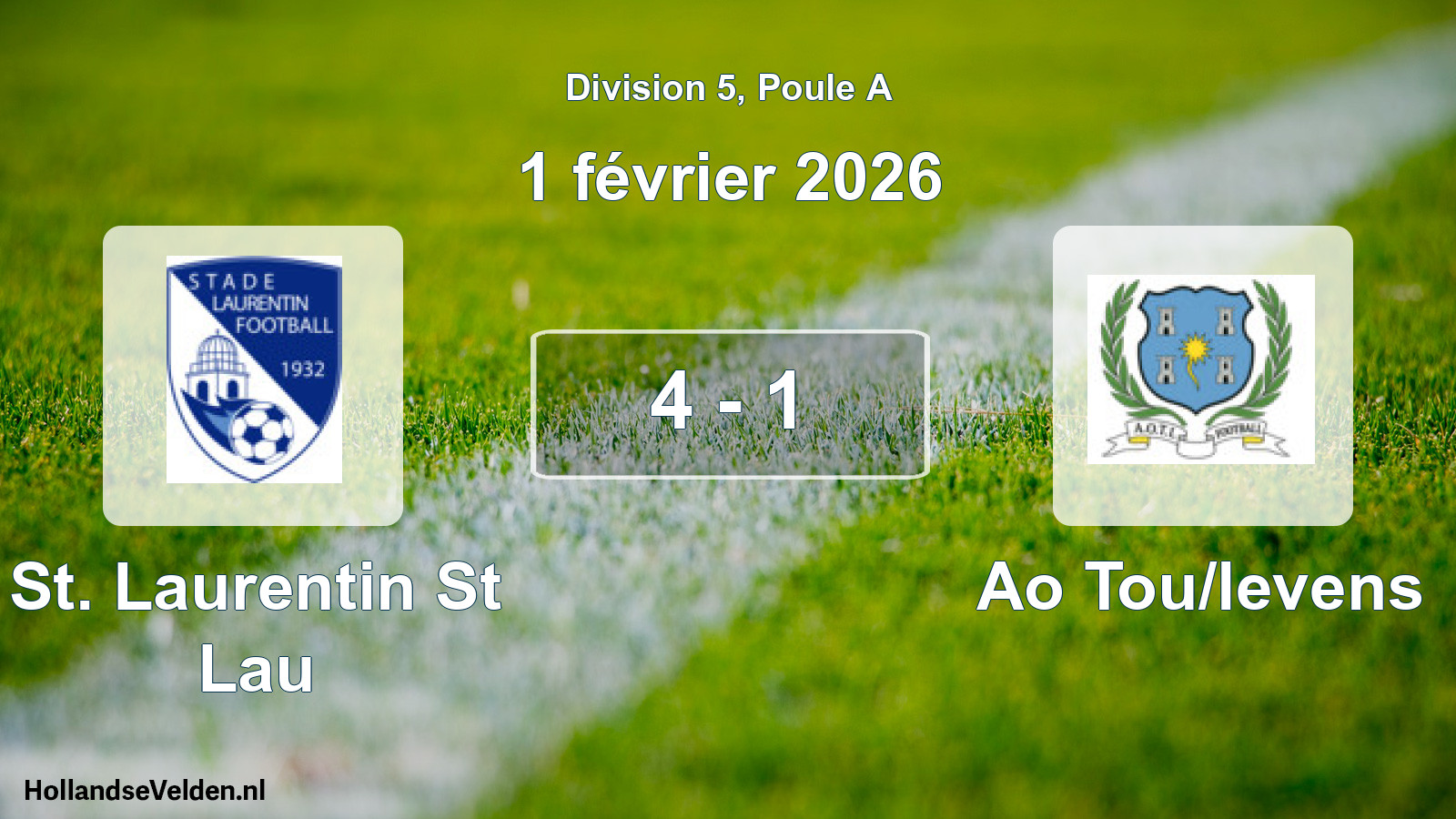 Match joué: St. Laurentin St Lau - Ao Tou/levens 4 - 1 (1 février 2026)