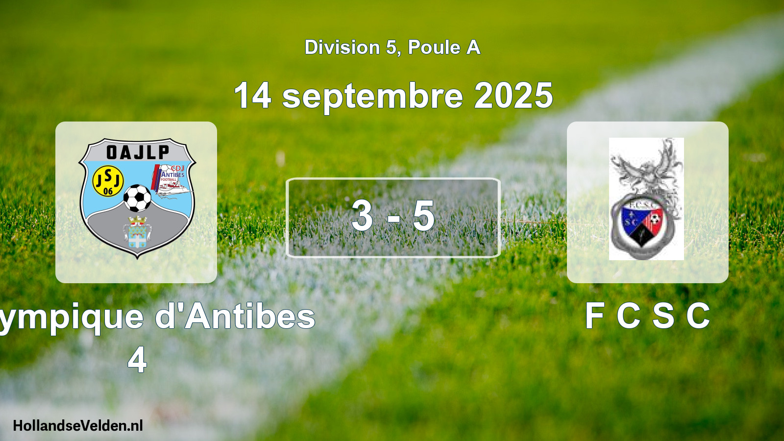 Match joué: Olympique d'Antibes 4 - F C S C 3 - 5 (14 septembre 2025)