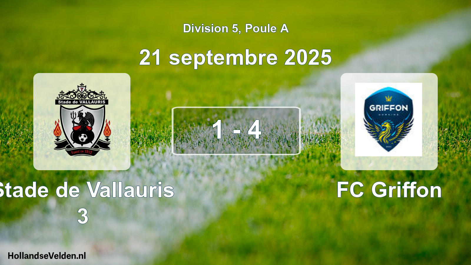 Match joué: Stade de Vallauris 3 - FC Griffon 1 - 4 (21 septembre 2025)