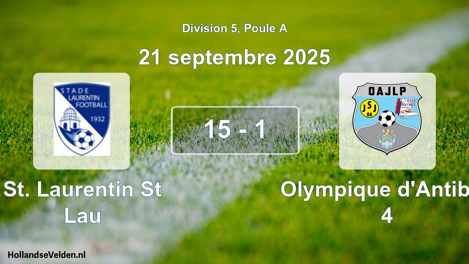 Match joué: St. Laurentin St Lau - Olympique d'Antibes 4 15 - 1 (21 septembre 2025)