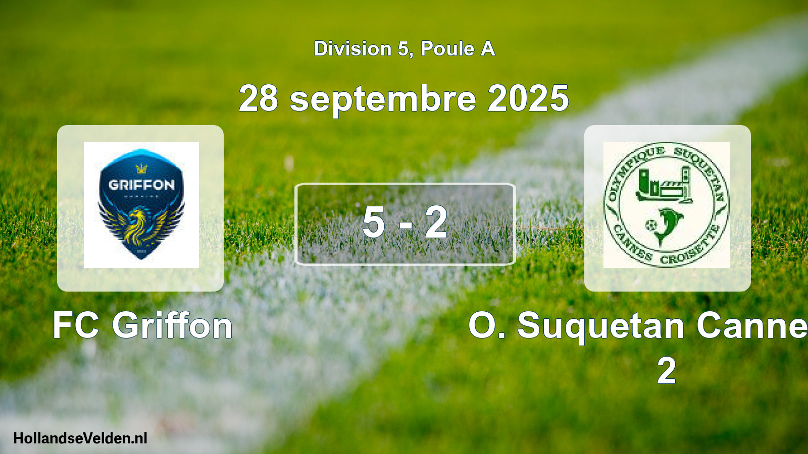 Match joué: FC Griffon - O. Suquetan Cannes C 2 5 - 2 (28 septembre 2025)