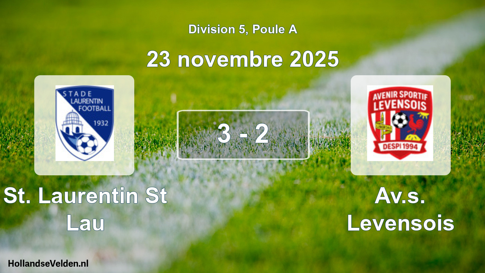 Match joué: St. Laurentin St Lau - Av.s. Levensois 3 - 2 (23 novembre 2025)