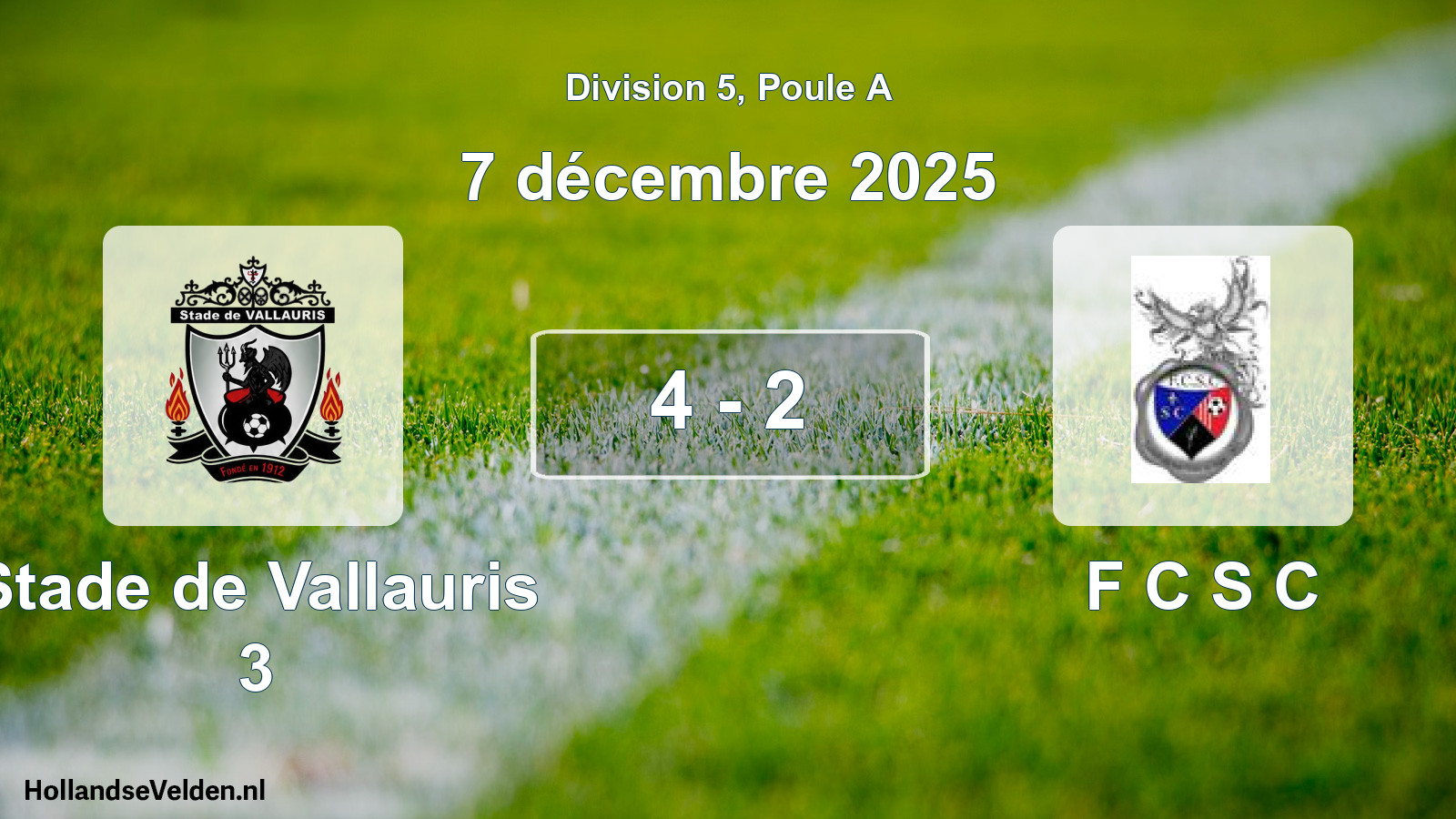 Total number of matches played: Stade de Vallauris 3 - F C S C 4 - 2 (7 December 2025)