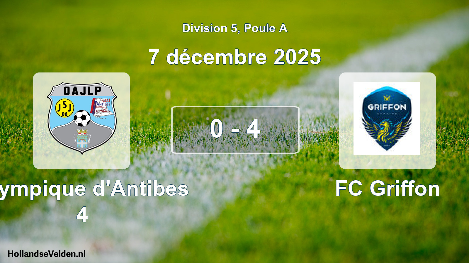 Match joué: Olympique d'Antibes 4 - FC Griffon 0 - 4 (7 décembre 2025)