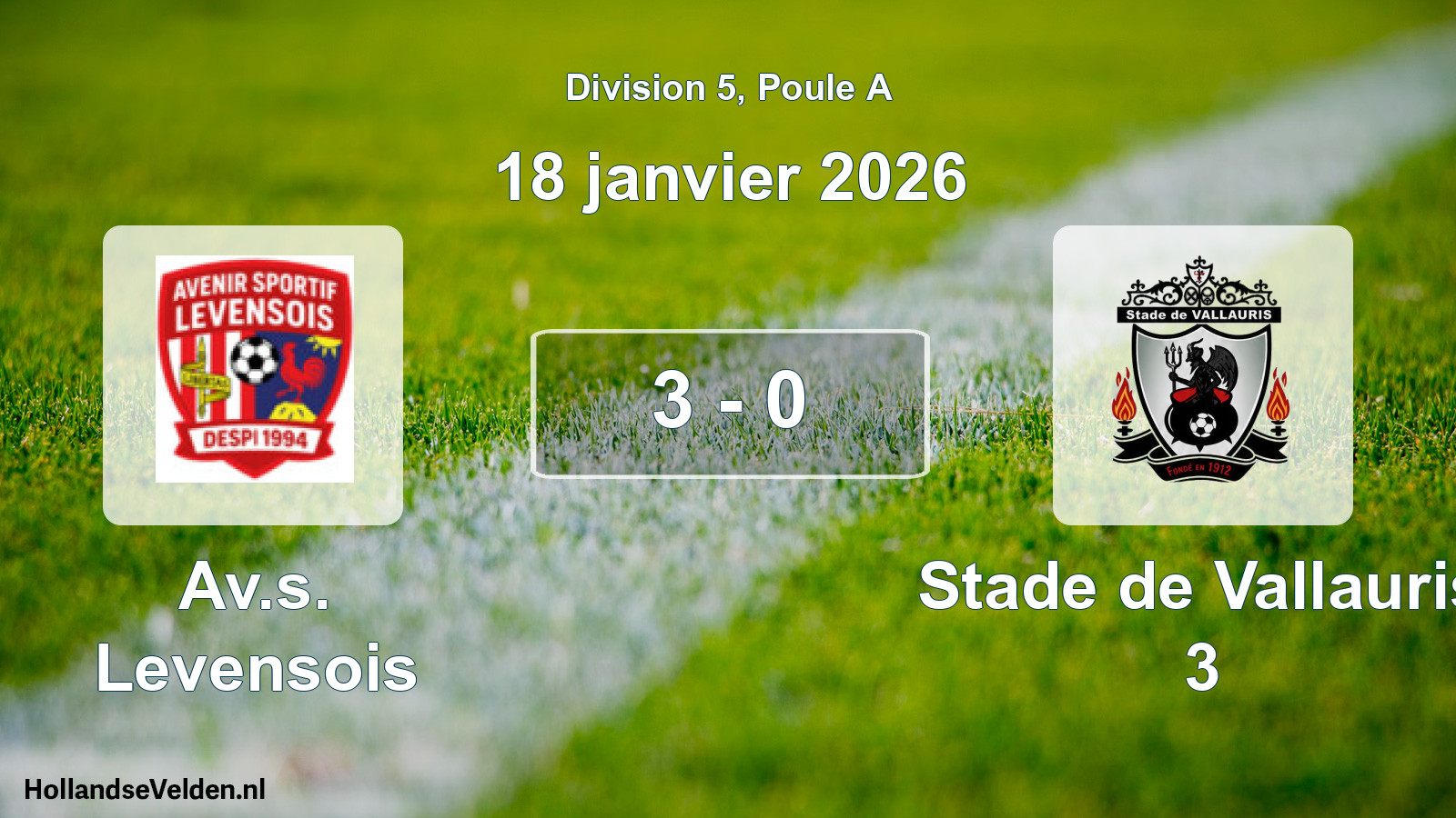 Gespeelde wedstrijd: Av.s. Levensois - Stade de Vallauris 3 3 - 0 (18 januari 2026)