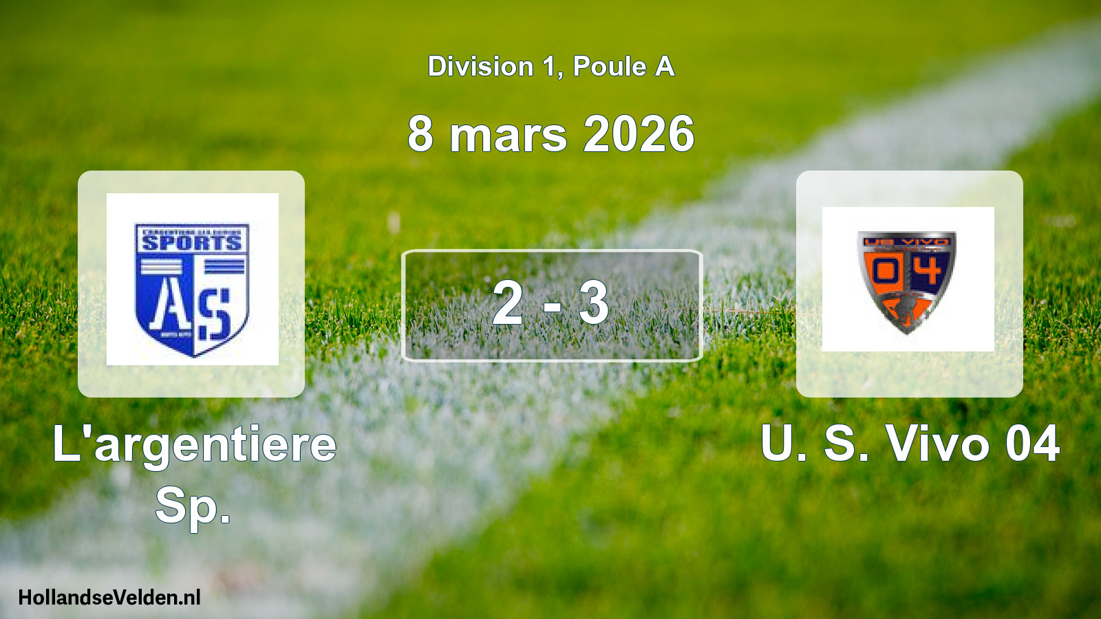 Match joué: L'argentiere Sp. - U. S. Vivo 04 2 - 3 (8 mars 2026)