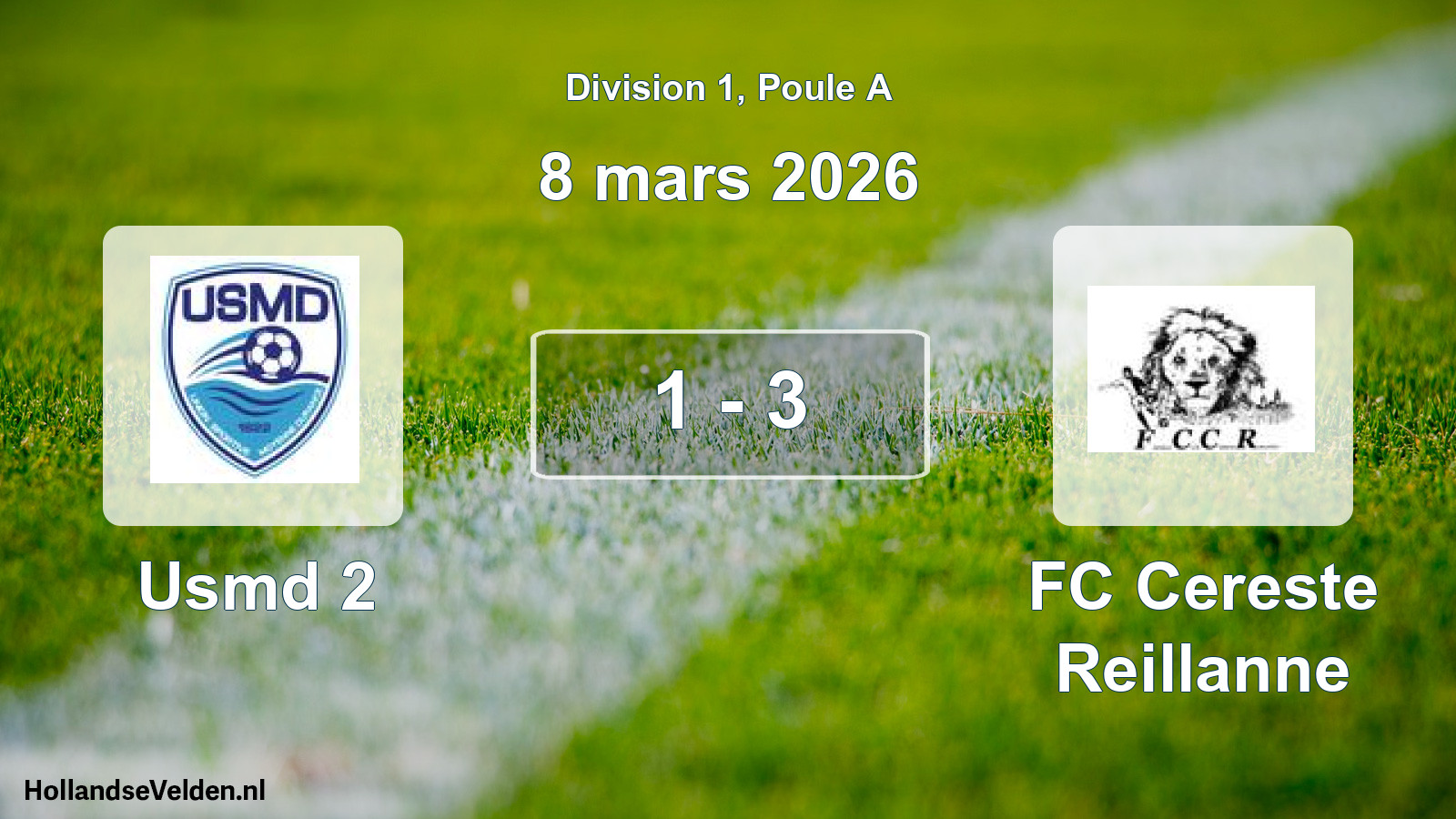 Match joué: Usmd 2 - FC Cereste Reillanne 1 - 3 (8 mars 2026)