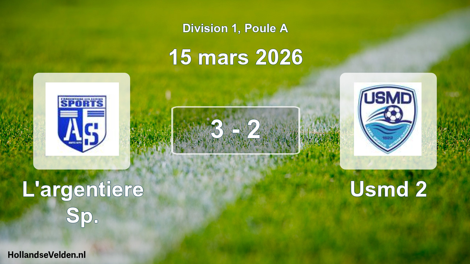 Match joué: L'argentiere Sp. - Usmd 2 3 - 2 (15 mars 2026)