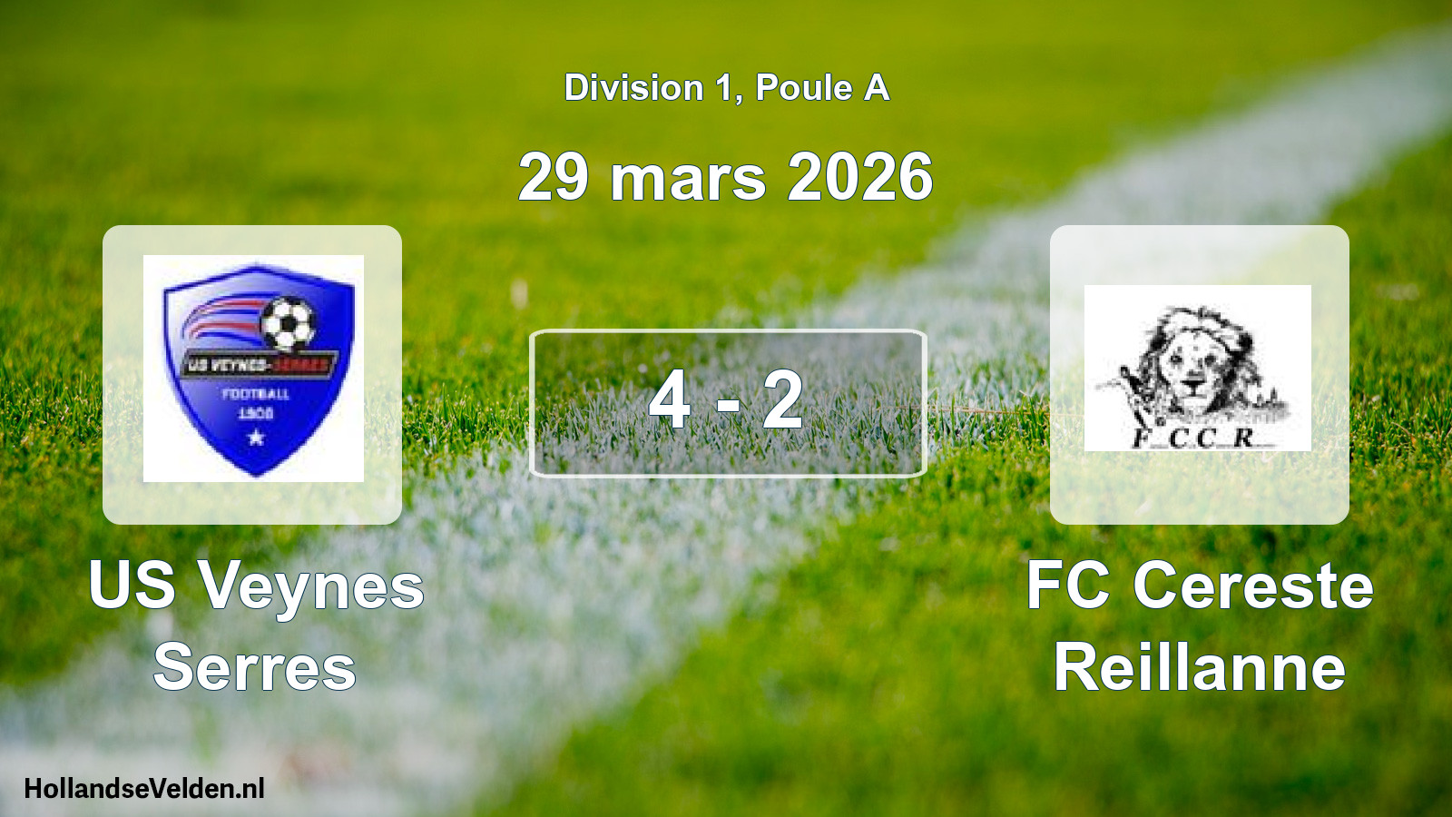 Match joué: US Veynes Serres - FC Cereste Reillanne 4 - 2 (29 mars 2026)