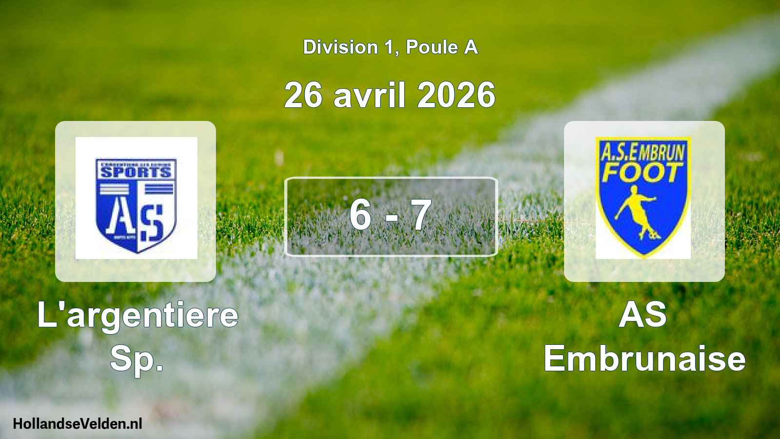 Match joué: L'argentiere Sp. - AS Embrunaise 6 - 7 (26 avril 2026)