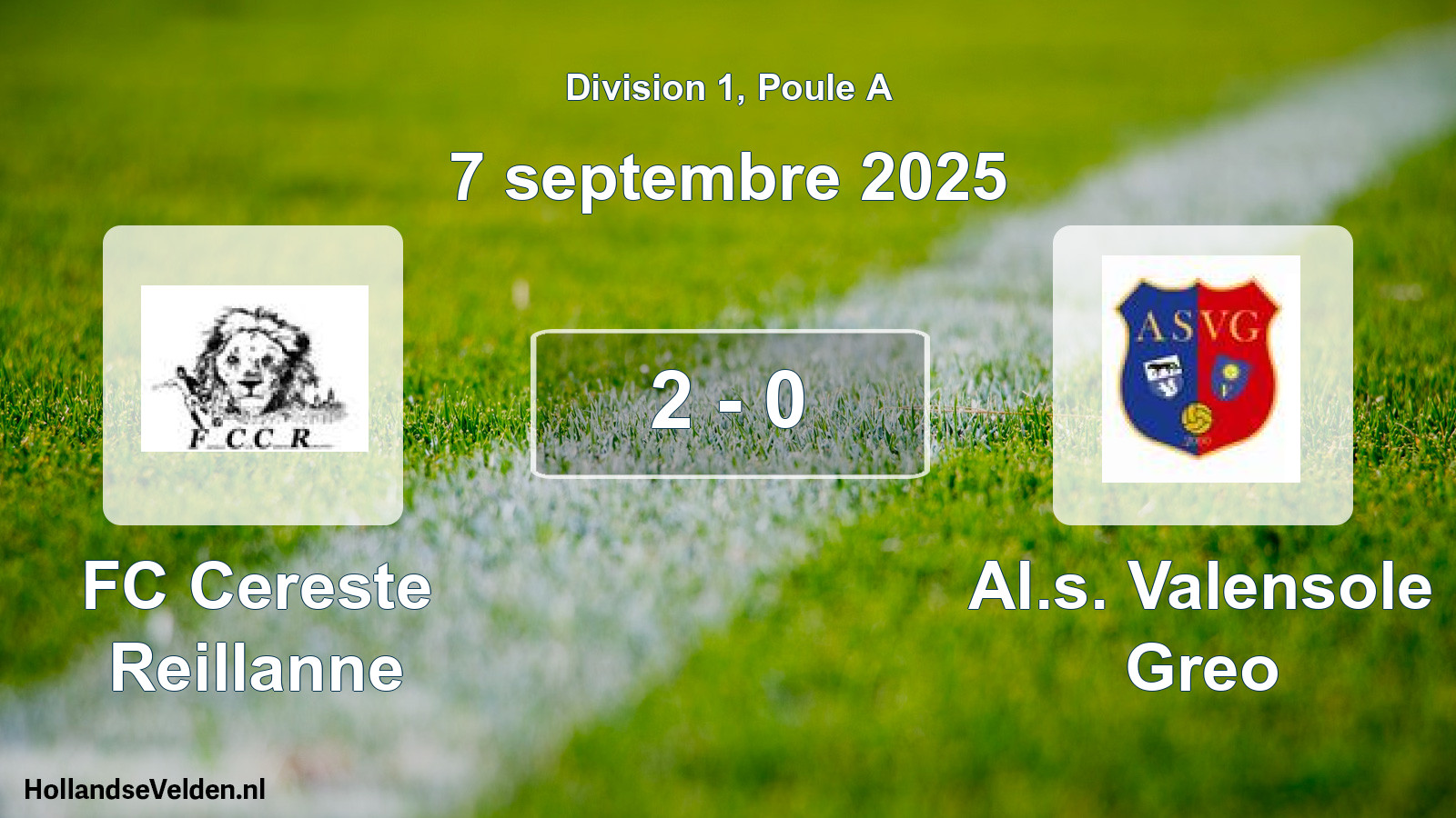 Match joué: FC Cereste Reillanne - Al.s. Valensole Greo 2 - 0 (7 septembre 2025)