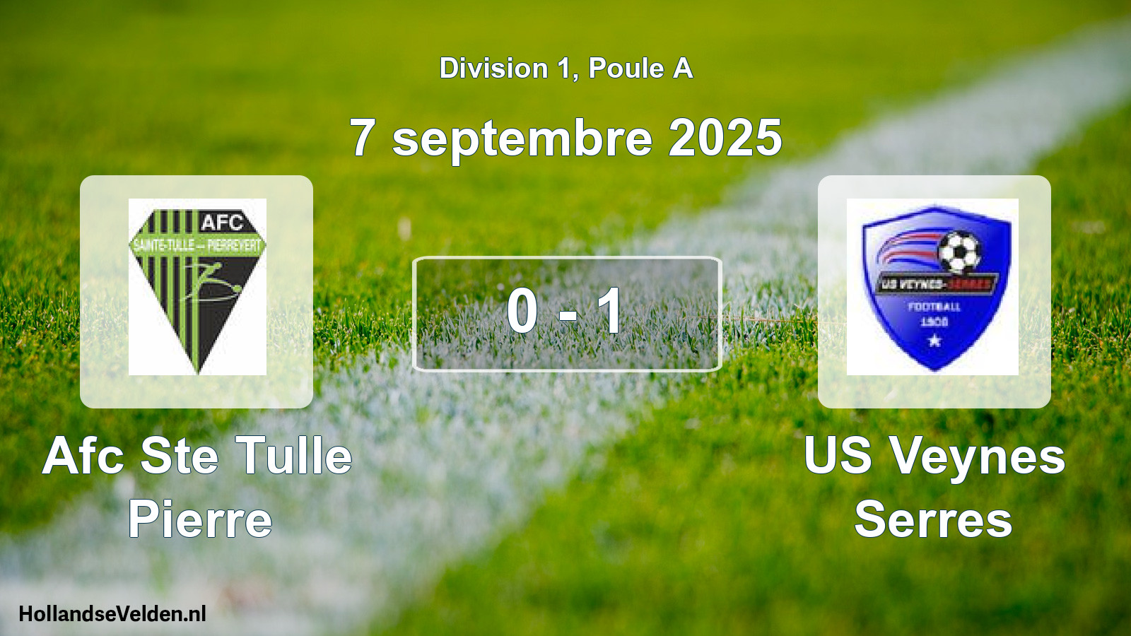 Gespeelde wedstrijd: Afc Ste Tulle Pierre - US Veynes Serres 0 - 1 (7 september 2025)