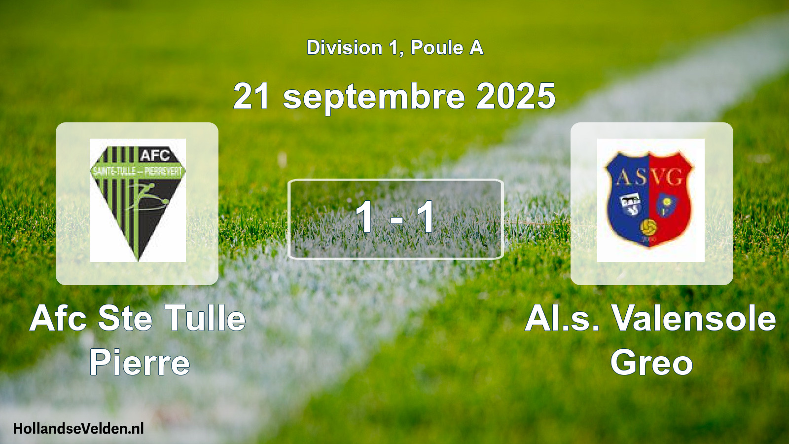 Match joué: Afc Ste Tulle Pierre - Al.s. Valensole Greo 1 - 1 (21 septembre 2025)