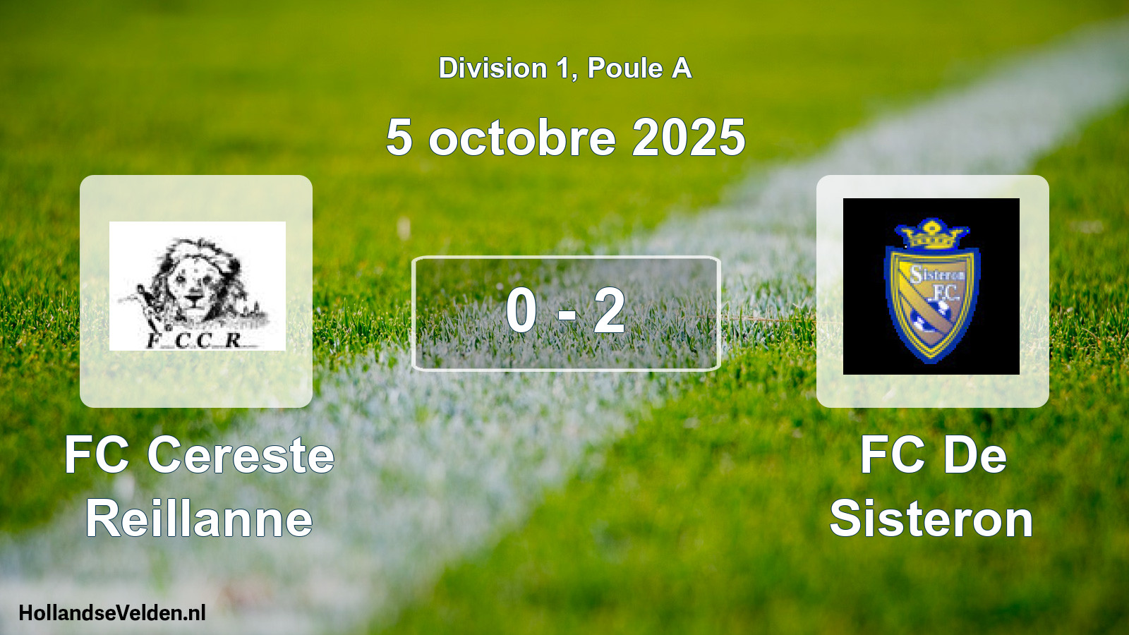 Match joué: FC Cereste Reillanne - FC De Sisteron 0 - 2 (5 octobre 2025)