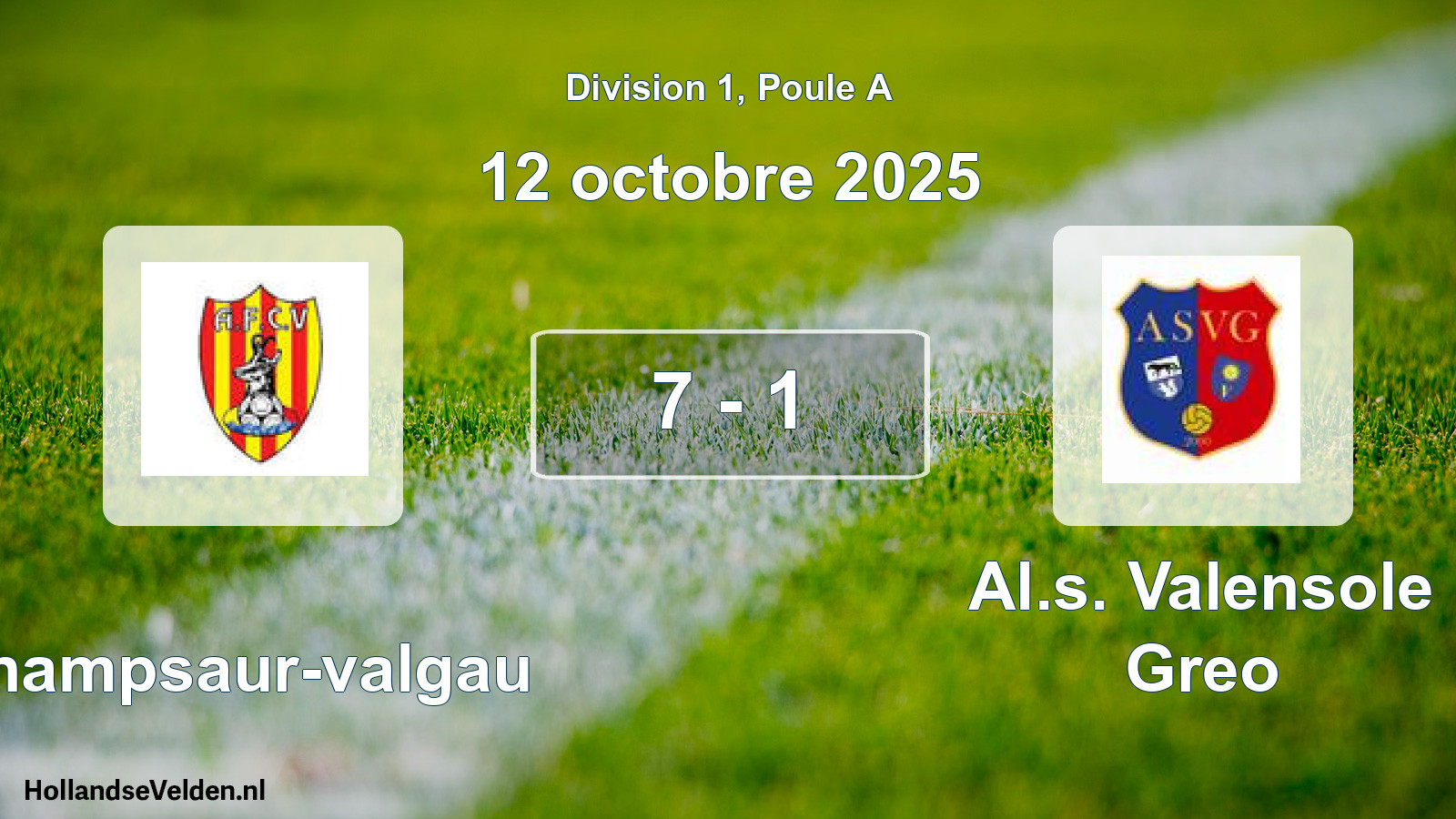 Match joué: Champsaur-valgau - Al.s. Valensole Greo 7 - 1 (12 octobre 2025)