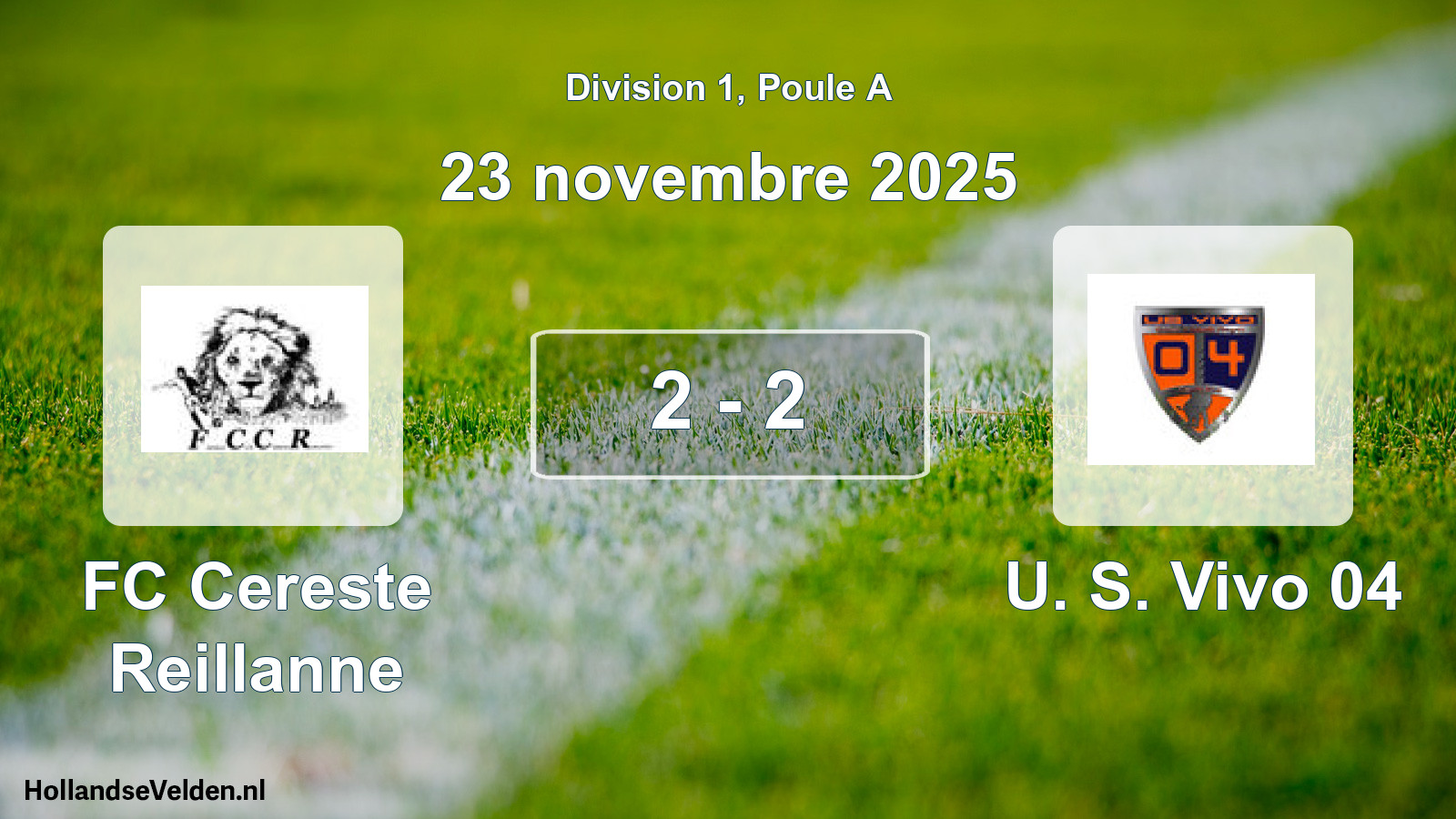 Match joué: FC Cereste Reillanne - U. S. Vivo 04 2 - 2 (23 novembre 2025)