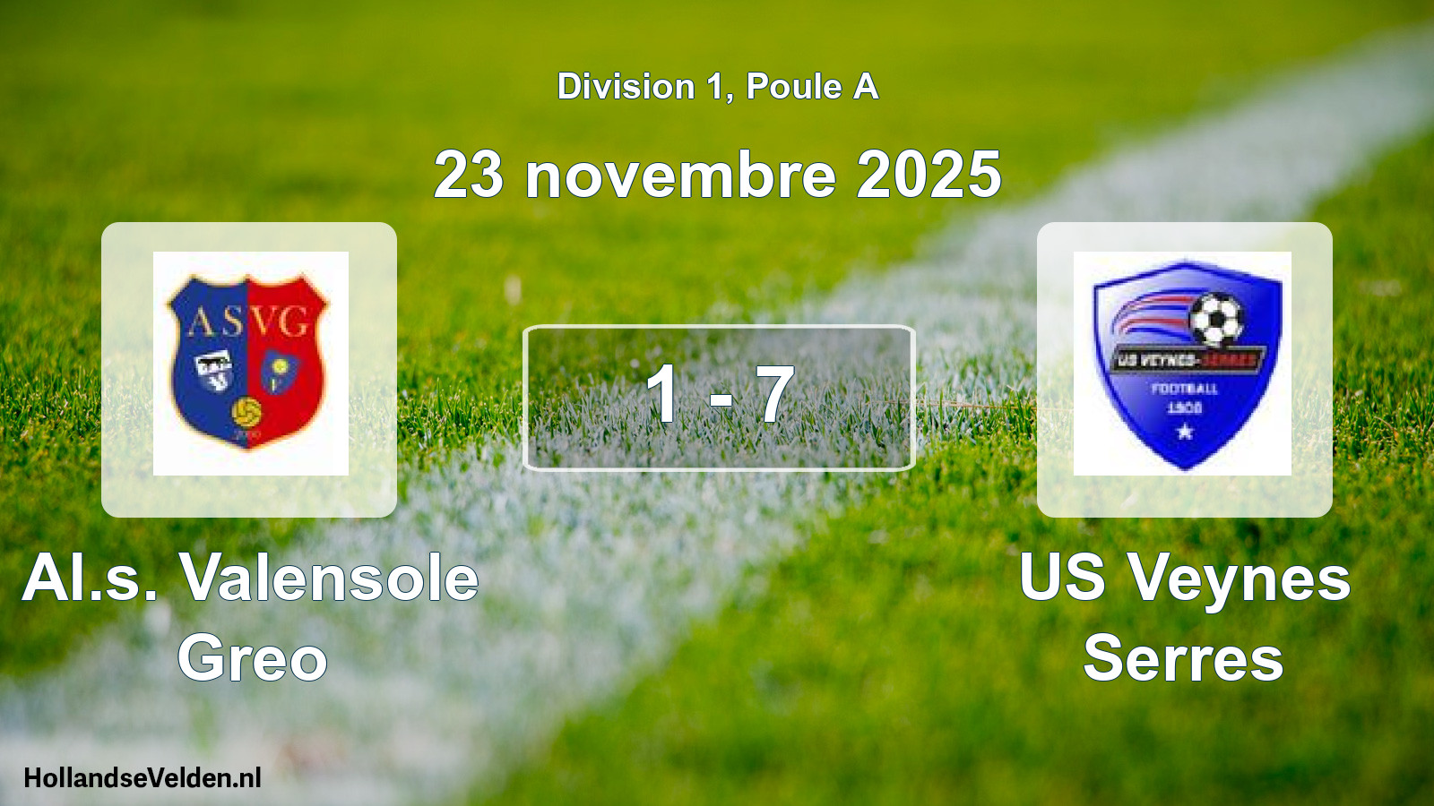 Match joué: Al.s. Valensole Greo - US Veynes Serres 1 - 7 (23 novembre 2025)