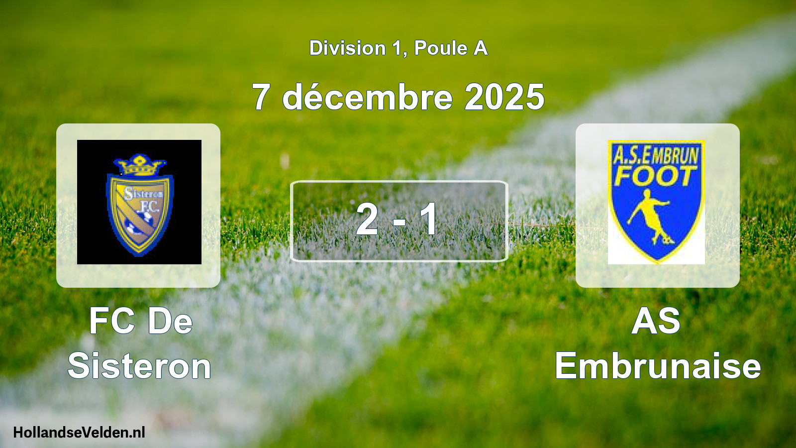Match joué: FC De Sisteron - AS Embrunaise 2 - 1 (7 décembre 2025)