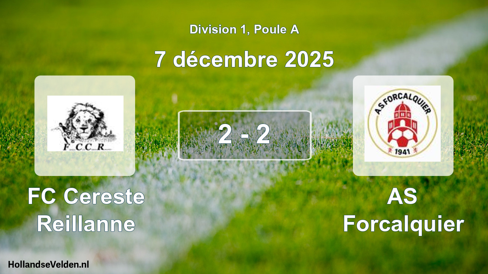 Match joué: FC Cereste Reillanne - AS Forcalquier 2 - 2 (7 décembre 2025)