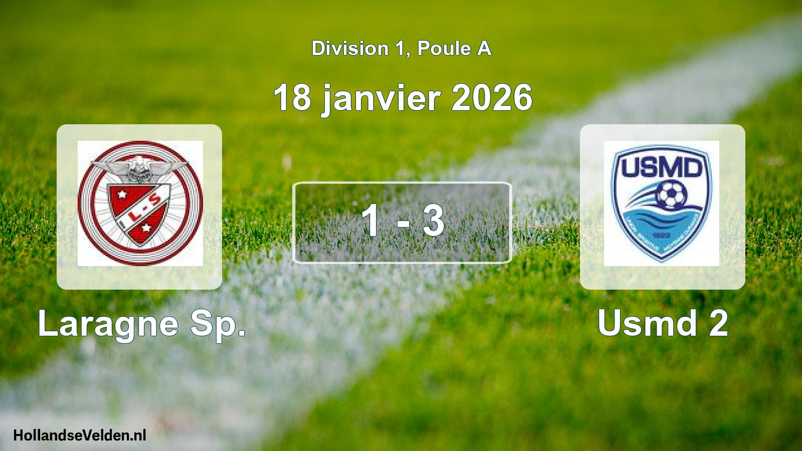 Match joué: Laragne Sp. - Usmd 2 1 - 3 (18 janvier 2026)