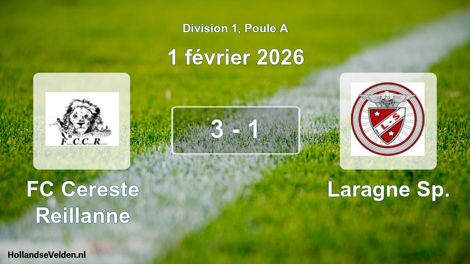 Match joué: FC Cereste Reillanne - Laragne Sp. 3 - 1 (1 février 2026)