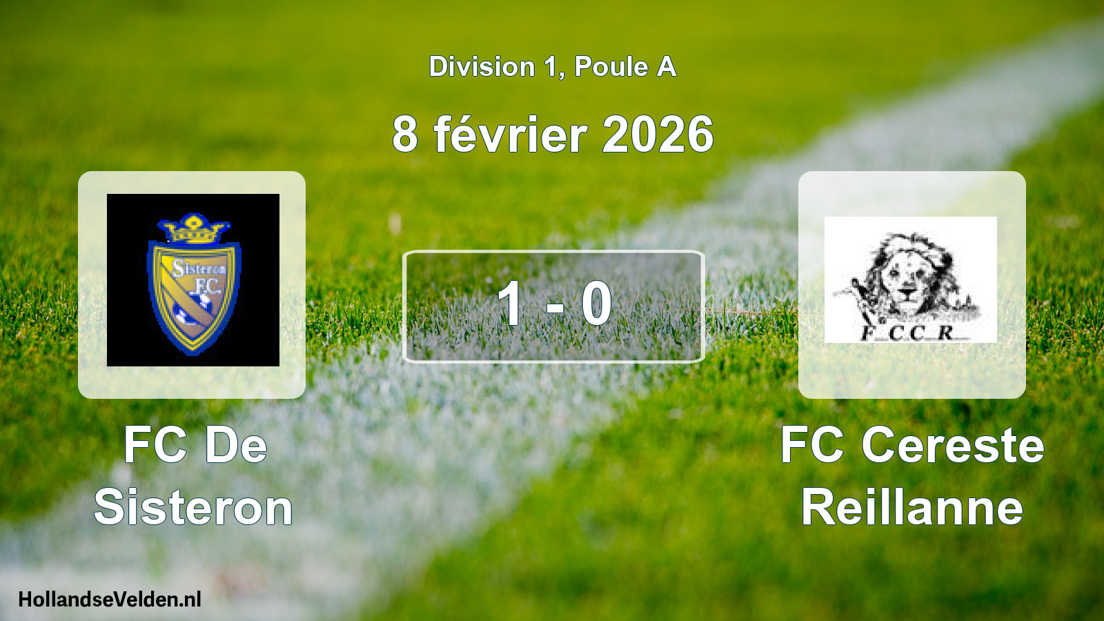 Match joué: FC De Sisteron - FC Cereste Reillanne 1 - 0 (8 février 2026)