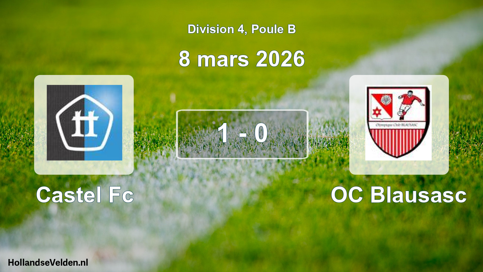 Gespeelde wedstrijd: Castel Fc - OC Blausasc 1 - 0 (8 maart 2026)