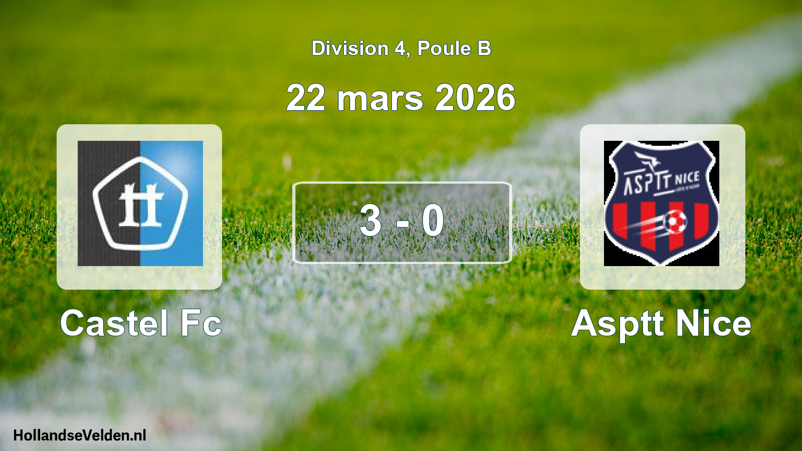 Gespeelde wedstrijd: Castel Fc - Asptt Nice 3 - 0 (22 maart 2026)