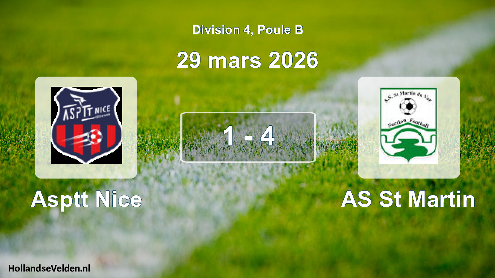 Match joué: Asptt Nice - AS St Martin 1 - 4 (29 mars 2026)
