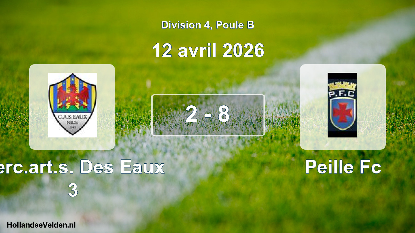 Gespeelde wedstrijd: Cerc.art.s. Des Eaux 3 - Peille Fc 2 - 8 (12 april 2026)