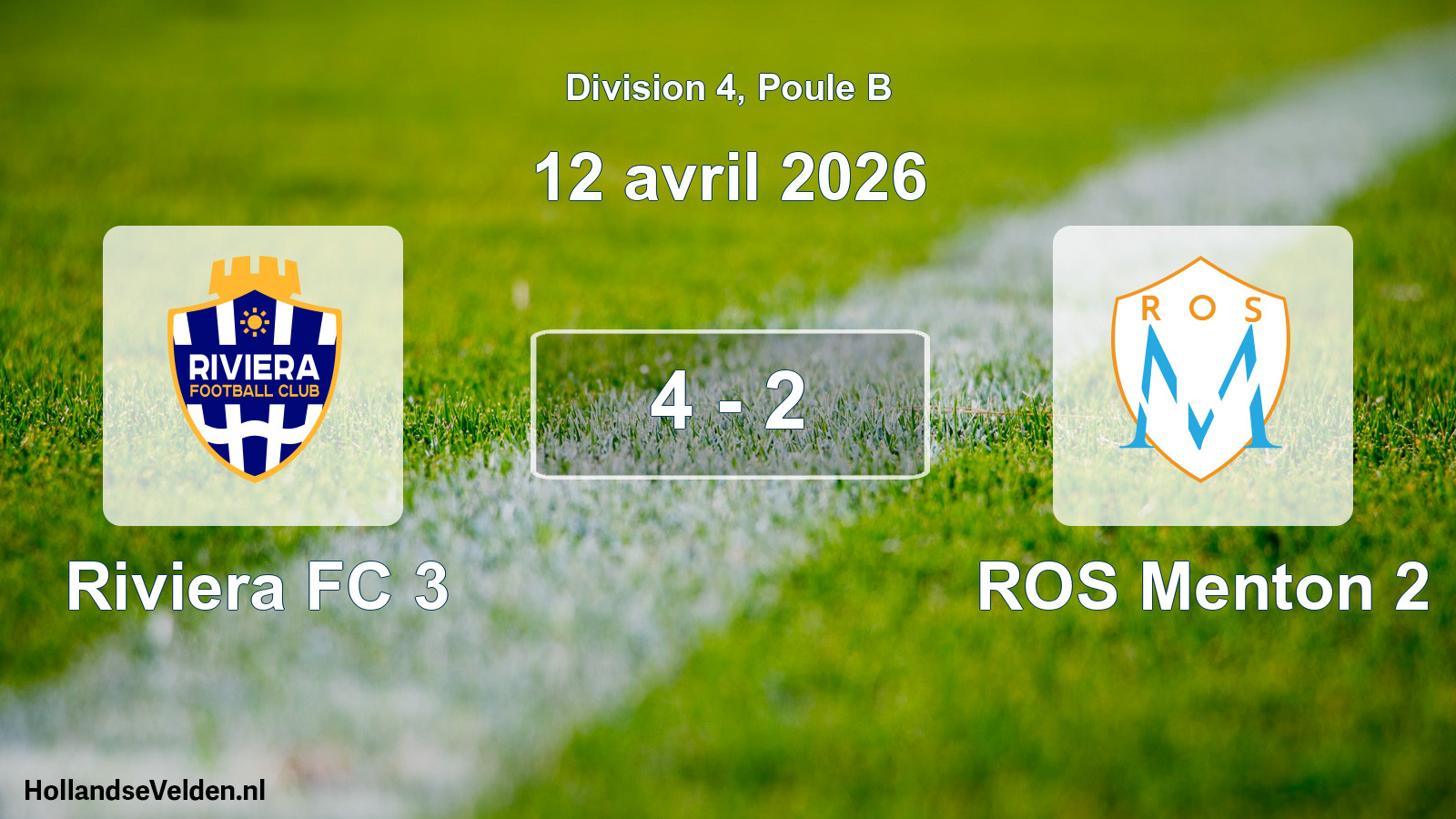 Gespeelde wedstrijd: Riviera FC 3 - ROS Menton 2 4 - 2 (12 april 2026)