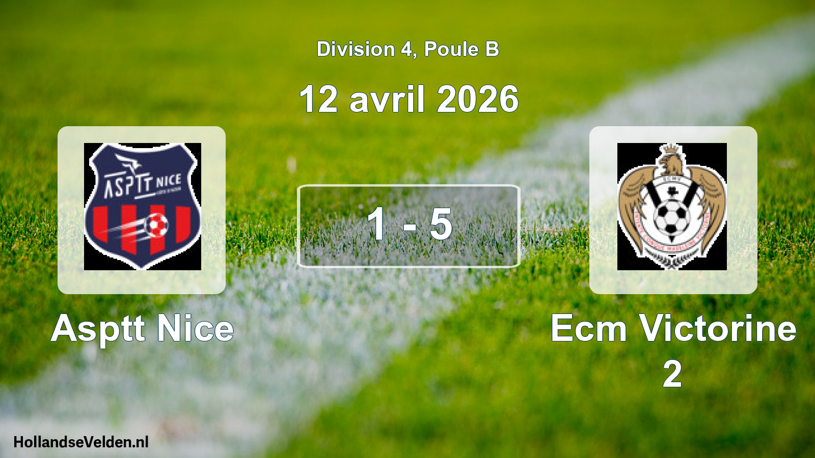 Gespeelde wedstrijd: Asptt Nice - Ecm Victorine 2 1 - 5 (12 april 2026)