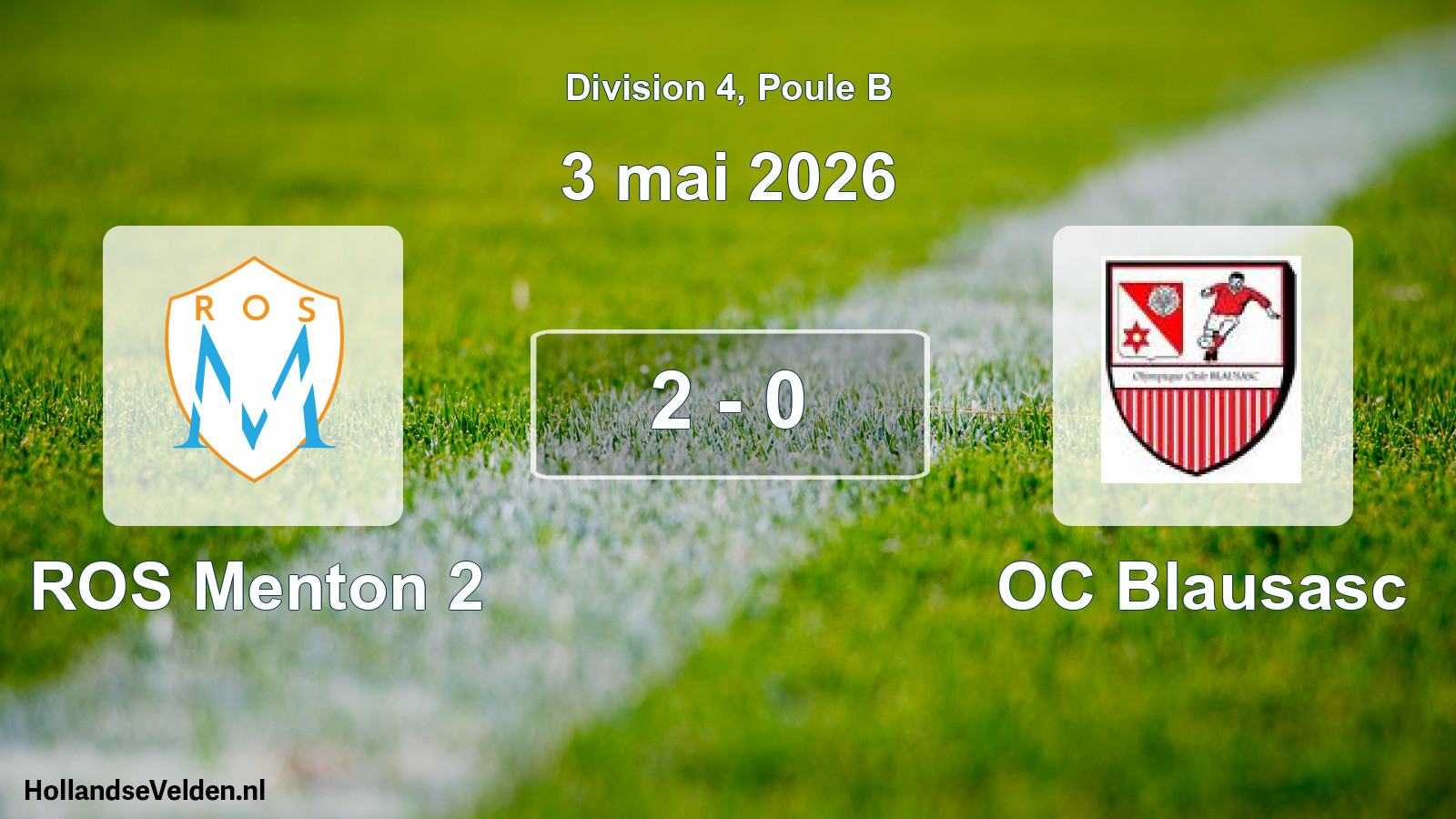 Match joué: ROS Menton 2 - OC Blausasc 2 - 0 (3 mai 2026)