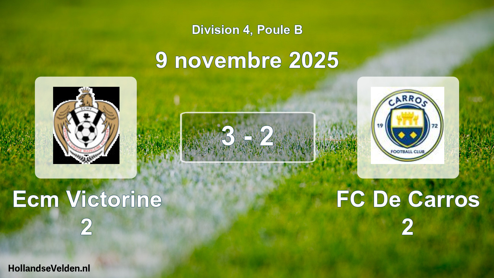 Gespeelde wedstrijd: Ecm Victorine 2 - FC De Carros 2 3 - 2 (9 november 2025)