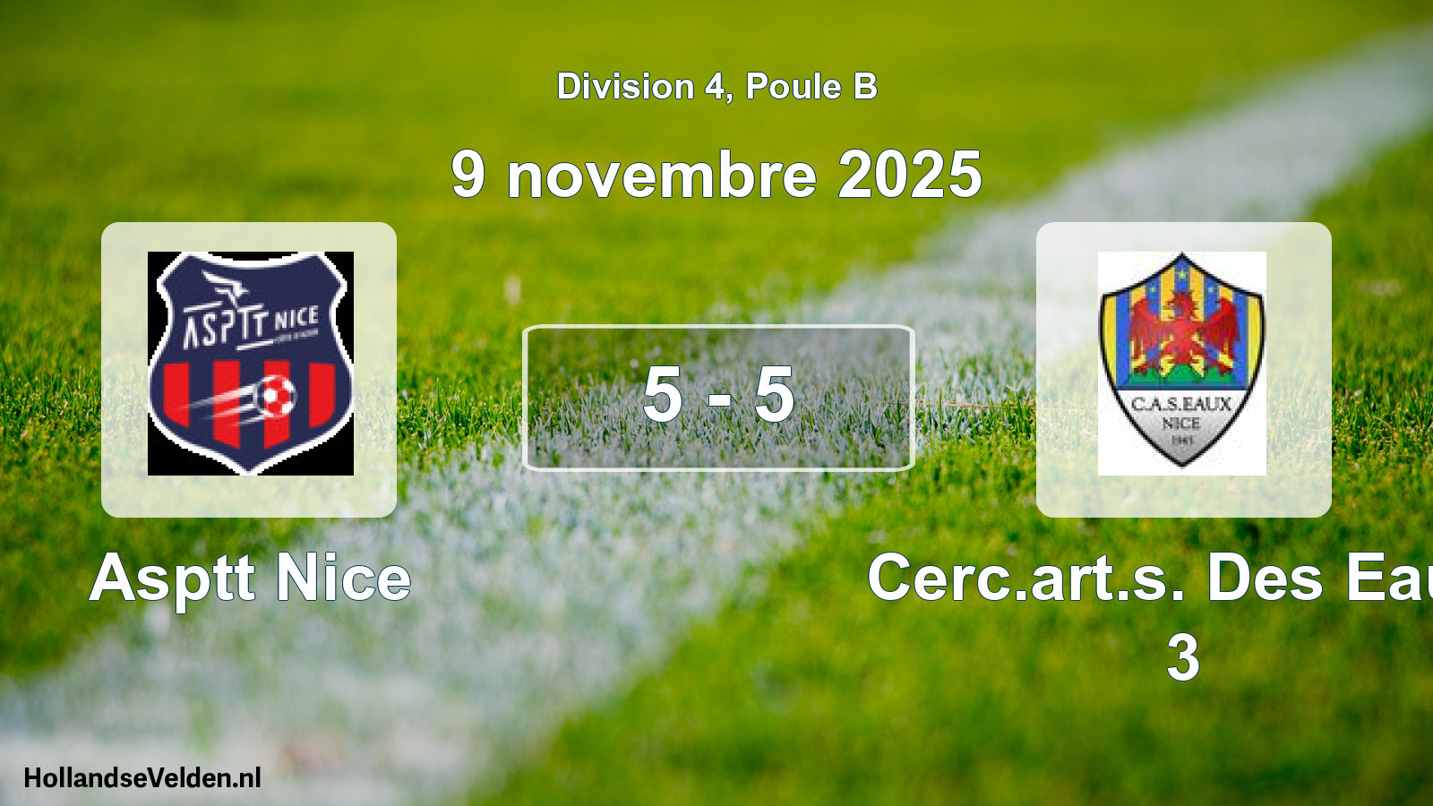 Gespeelde wedstrijd: Asptt Nice - Cerc.art.s. Des Eaux 3 5 - 5 (9 november 2025)
