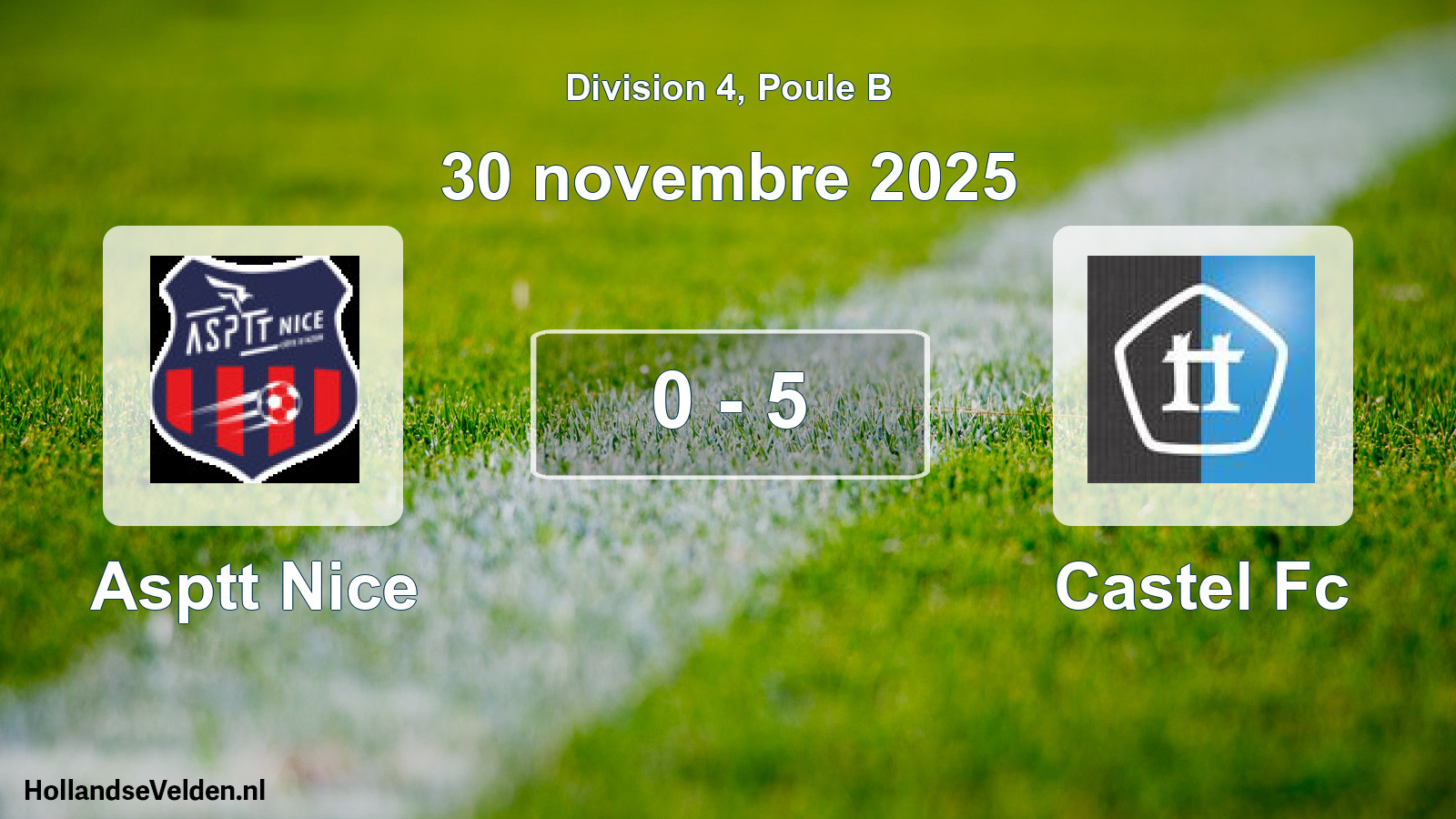 Gespeelde wedstrijd: Asptt Nice - Castel Fc 0 - 5 (30 november 2025)