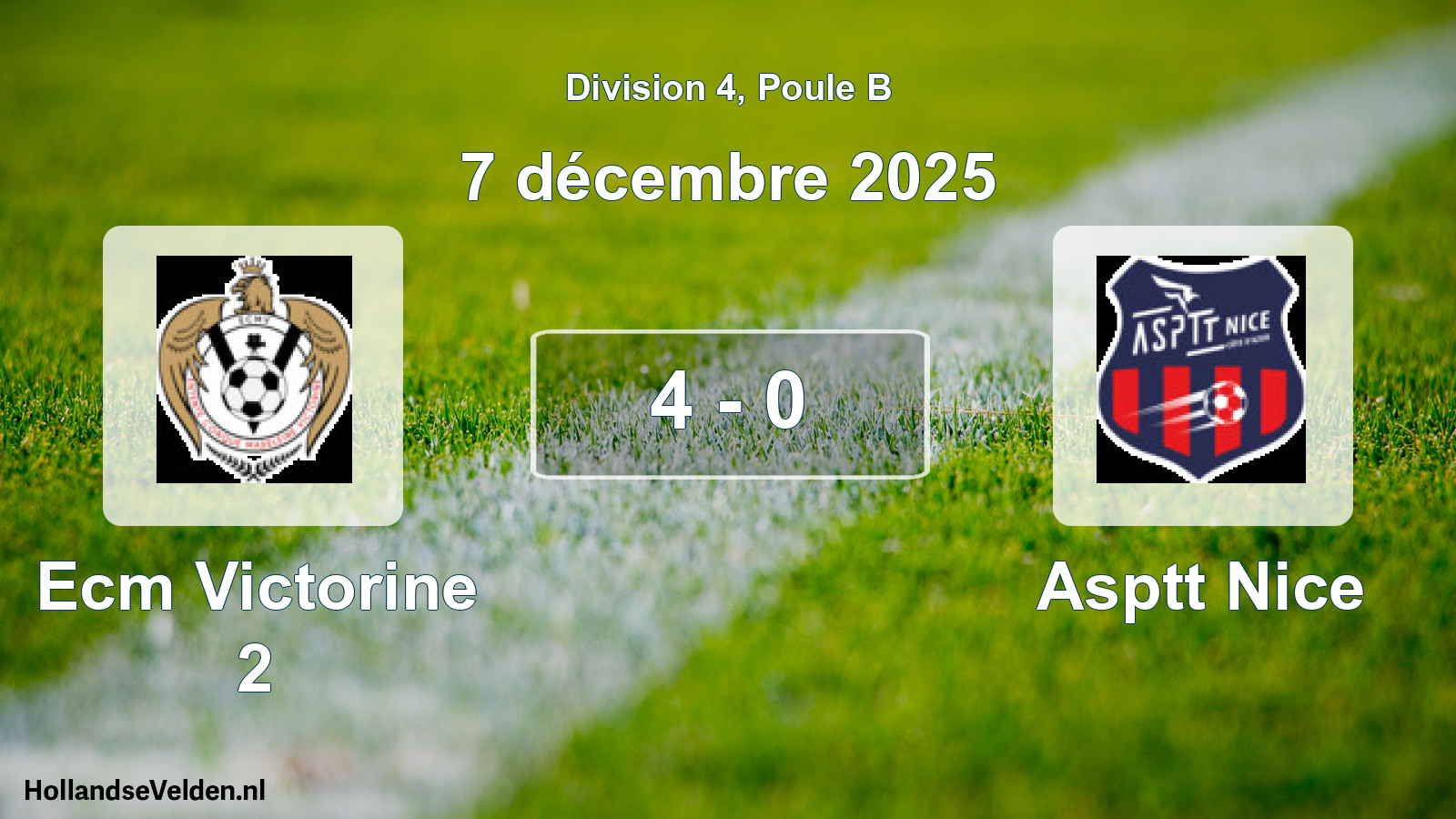 Gespeelde wedstrijd: Ecm Victorine 2 - Asptt Nice 4 - 0 (7 december 2025)