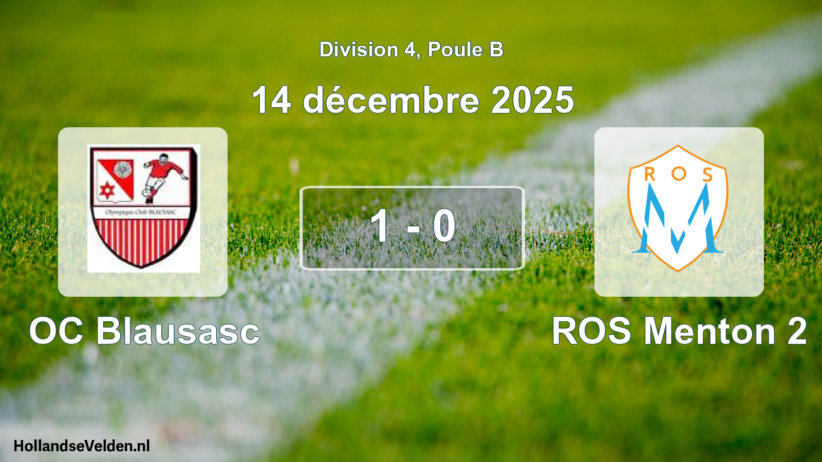 Match joué: OC Blausasc - ROS Menton 2 1 - 0 (14 décembre 2025)