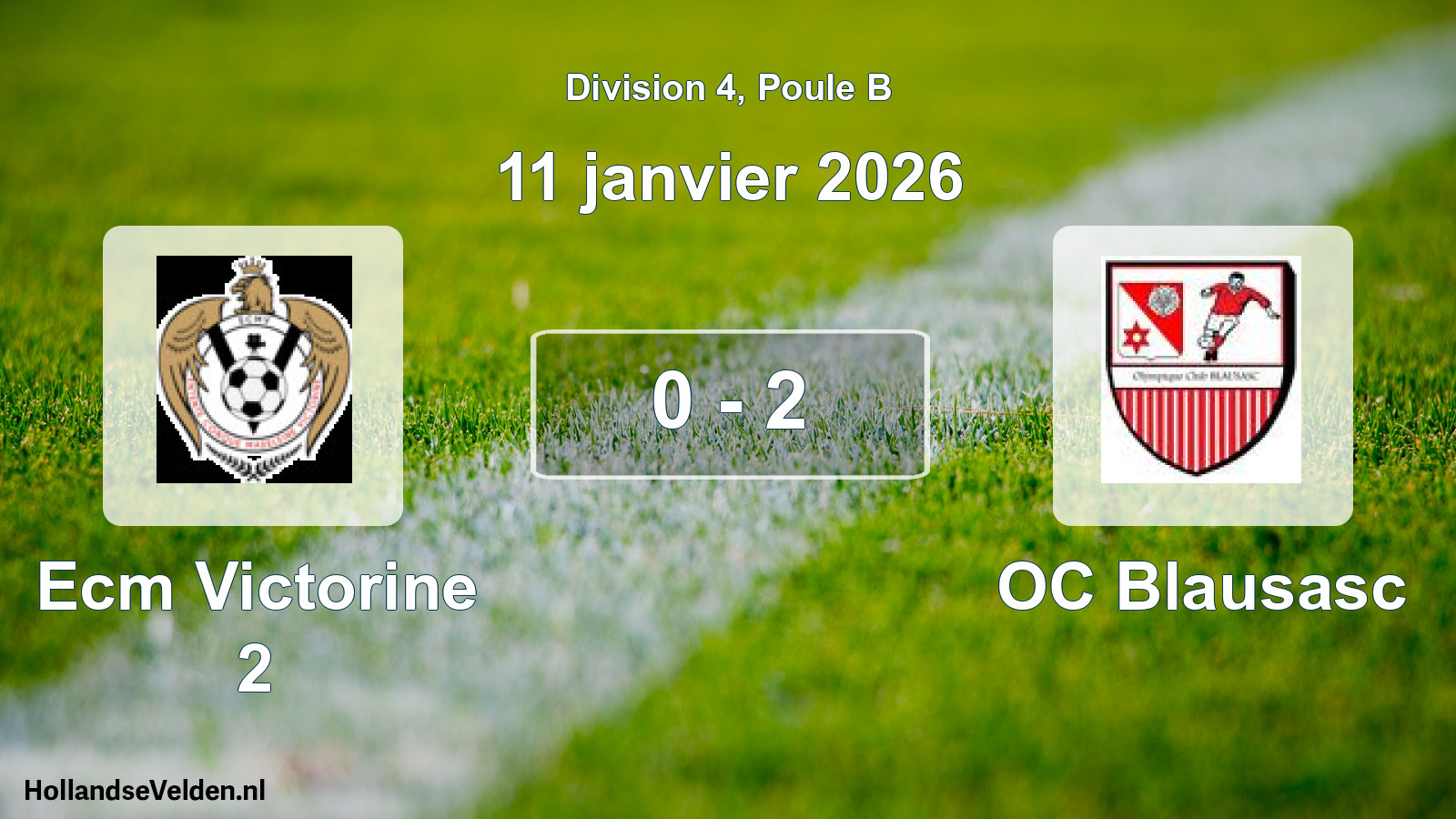 Gespeelde wedstrijd: Ecm Victorine 2 - OC Blausasc 0 - 2 (11 januari 2026)