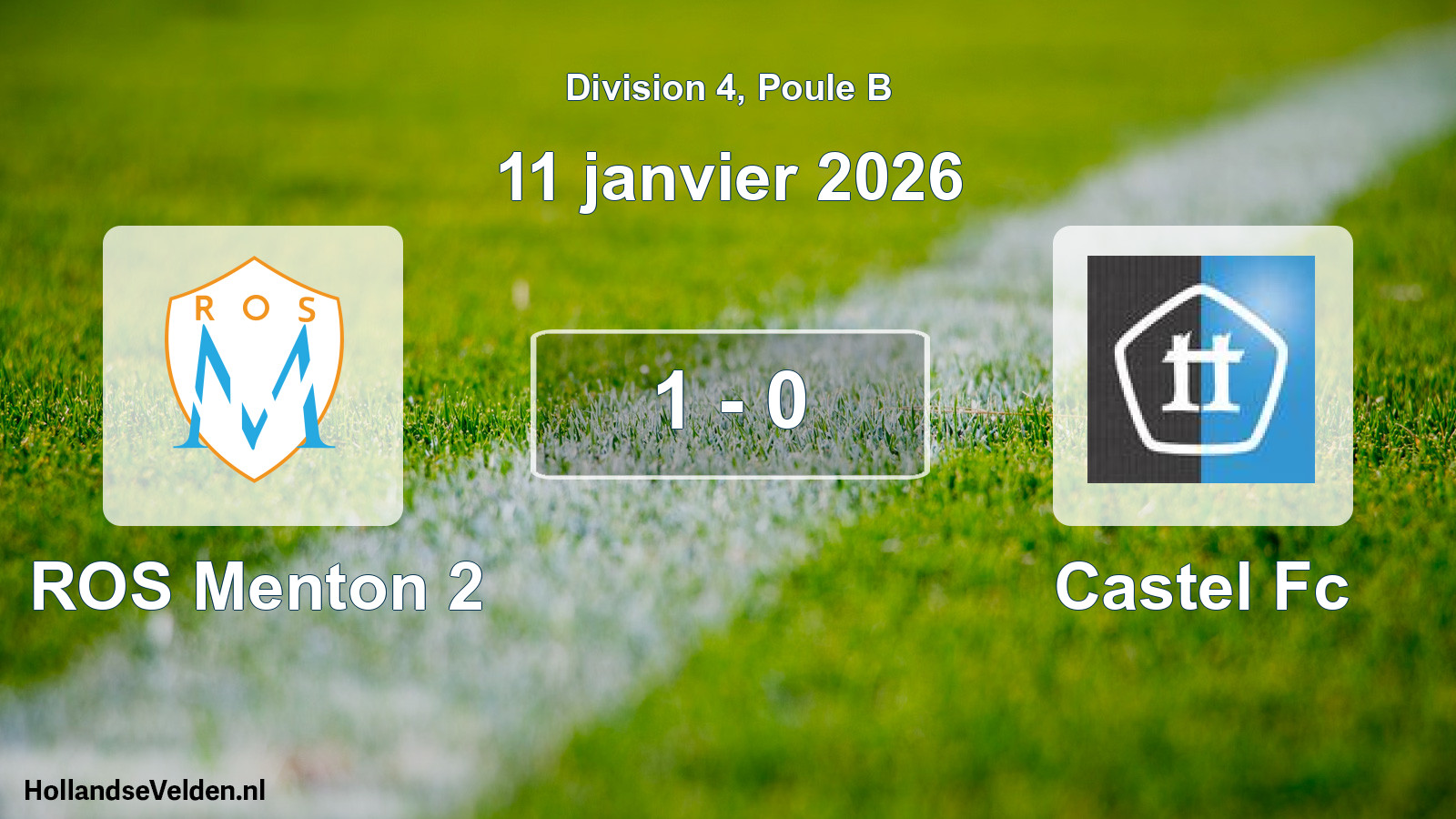 Gespeelde wedstrijd: ROS Menton 2 - Castel Fc 1 - 0 (11 januari 2026)